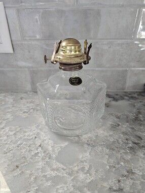 Vintage Lamplight Farms Hexagon Glass Kerosene Oil Lamp Base Horse Buggy Amish